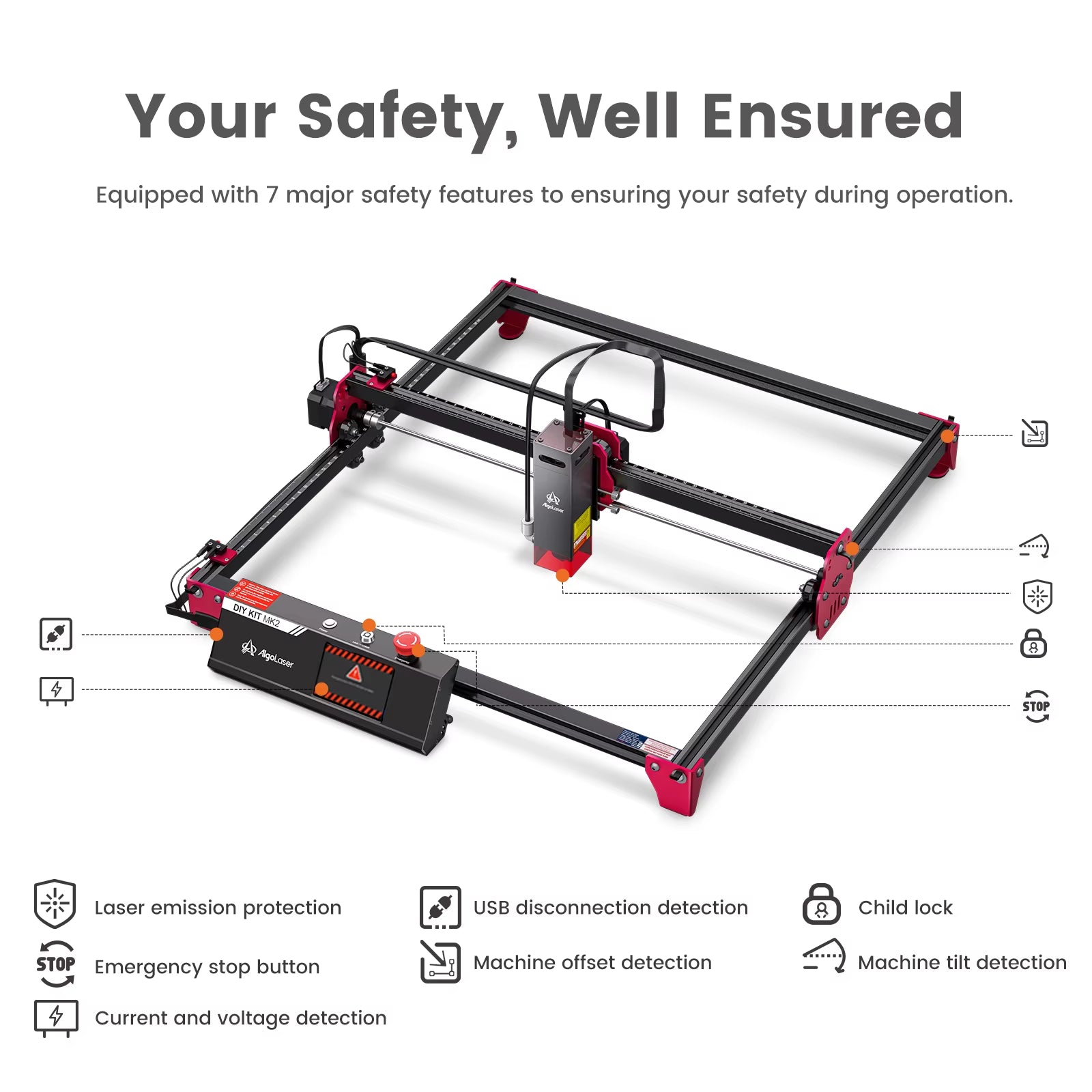 Laser Engraving Machine DIY KIT MK2 10W High Precision Laser Spot Cutting Machine 3.5Inch Touch Screen Laser Engraver