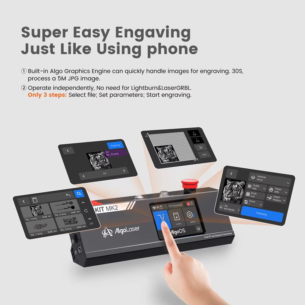 Laser Engraving Machine DIY KIT MK2 10W High Precision Laser Spot Cutting Machine 3.5Inch Touch Screen Laser Engraver