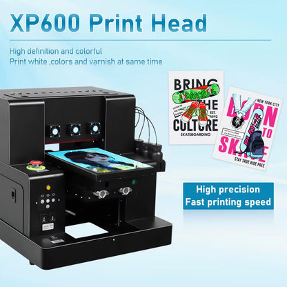 A4 UV Printer Varnish UV DTF Uv Flatbed Printer with XP600 Printhead Machine for Printing Bottle Pen Phone Case