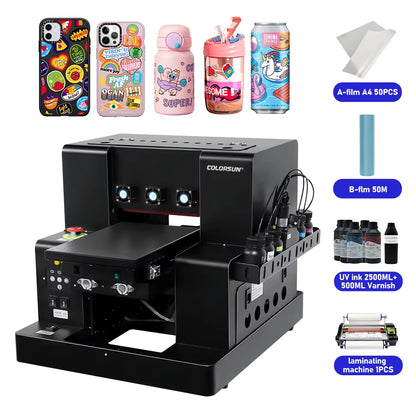 A4 UV Printer Varnish UV DTF Uv Flatbed Printer with XP600 Printhead Machine for Printing Bottle Pen Phone Case