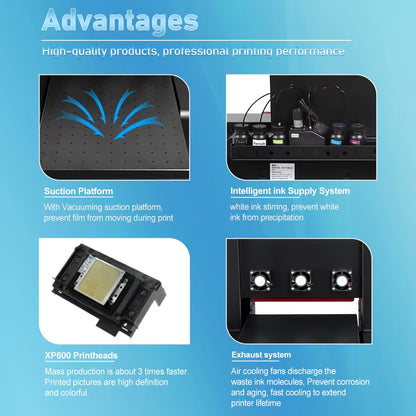 A4 UV Printer Varnish UV DTF Uv Flatbed Printer with XP600 Printhead Machine for Printing Bottle Pen Phone Case