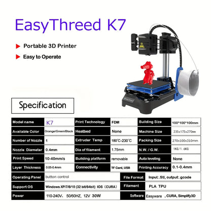 Mini 3D Printer Kit DIY Machine FDM Inprimante 3D for Kids Gift Toys Models Designers
