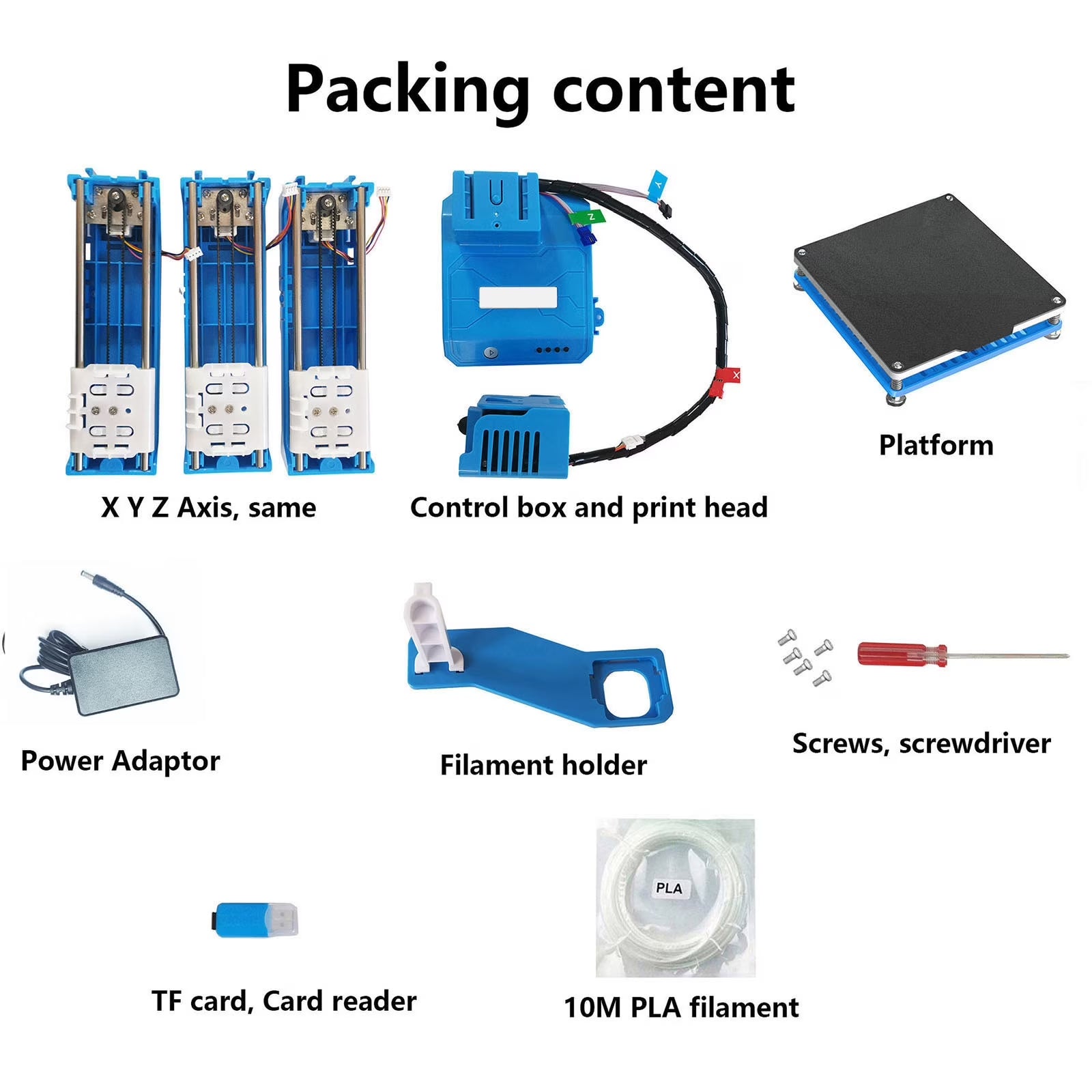 3D Printer Desktop Printing Machine 100X100X100Mm Print Size Removable Platform One-Key Printing with TF Card PLA Sample Filament